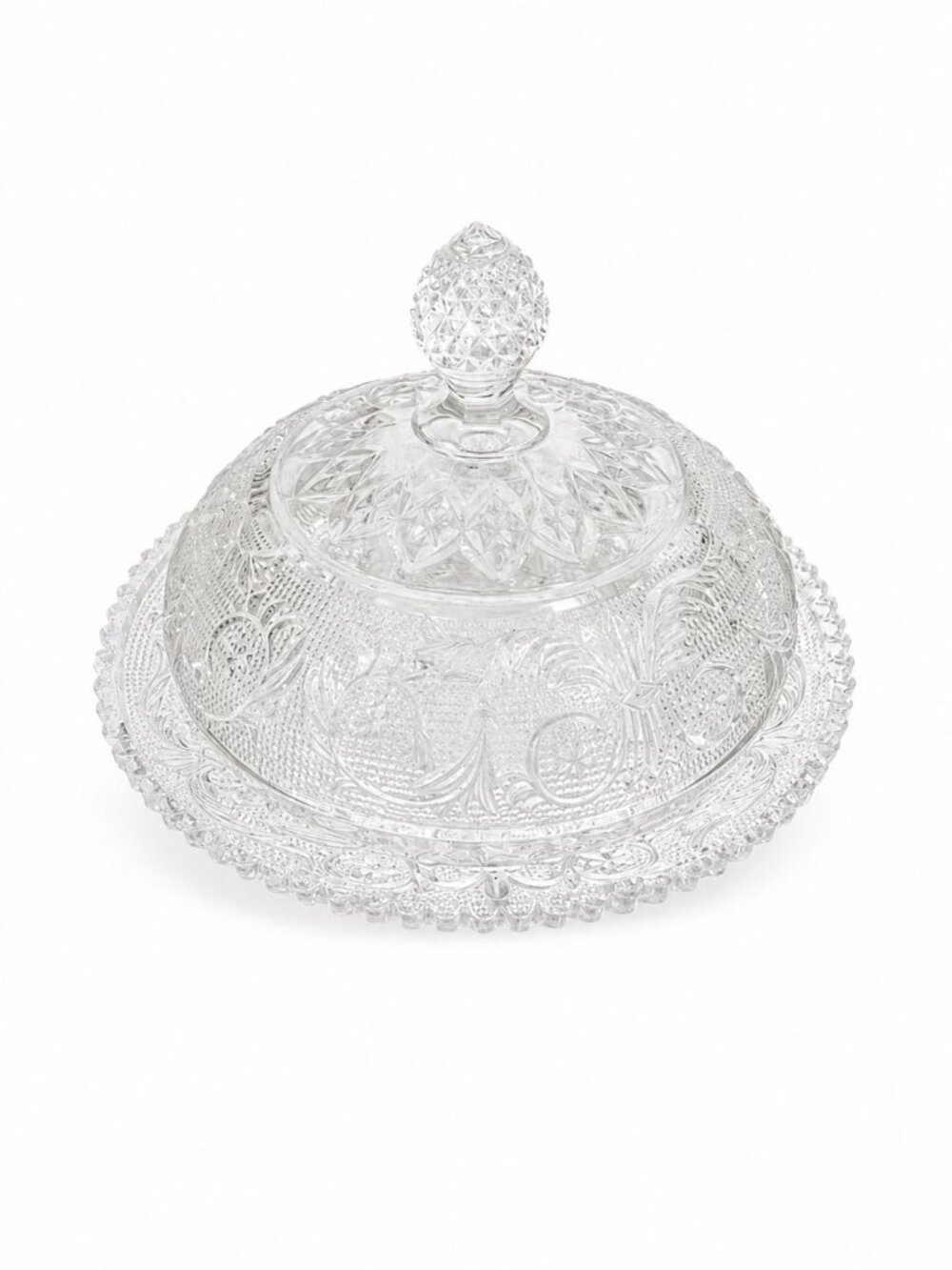 Domed Butter Cheese Dish Duncan Miller Sandwich Depression Clear Glass Vintage